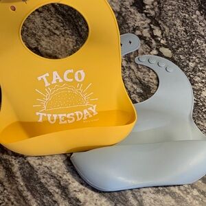 Kids Silicone Bibs - Yellow Taco Tuesday & Light Blue